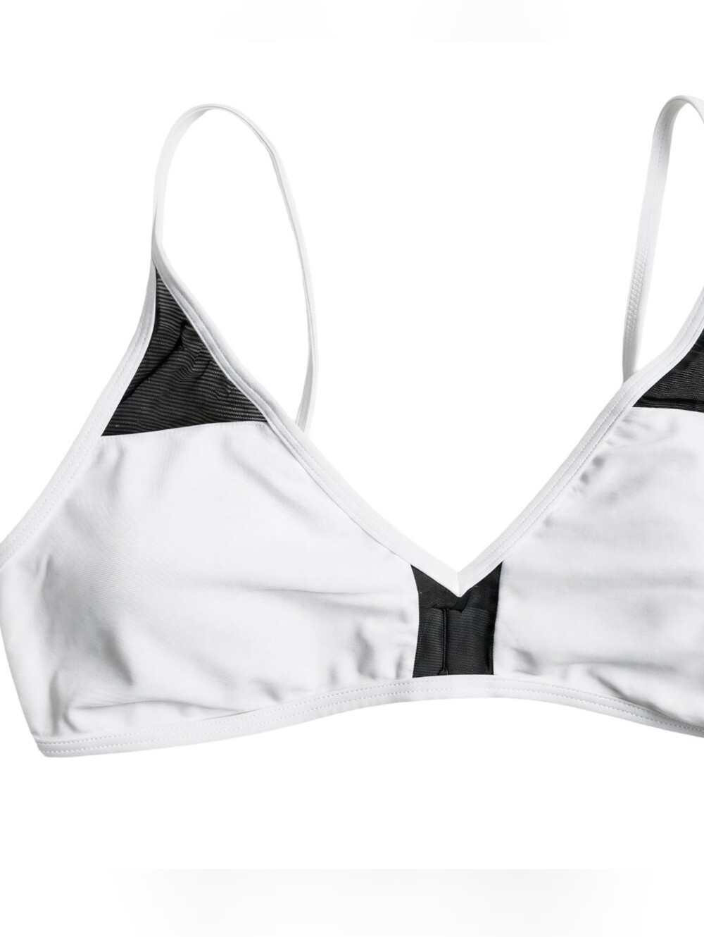 NWT Express White Bikini Top with Black Mesh Contrast Size M Swim Beach Vacay